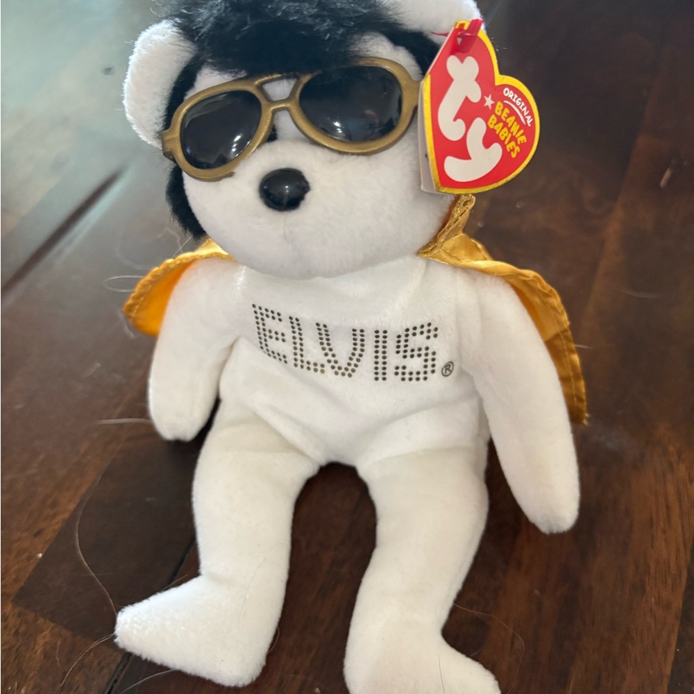 Ty Elvis Bear Plush Toy - White and Gold